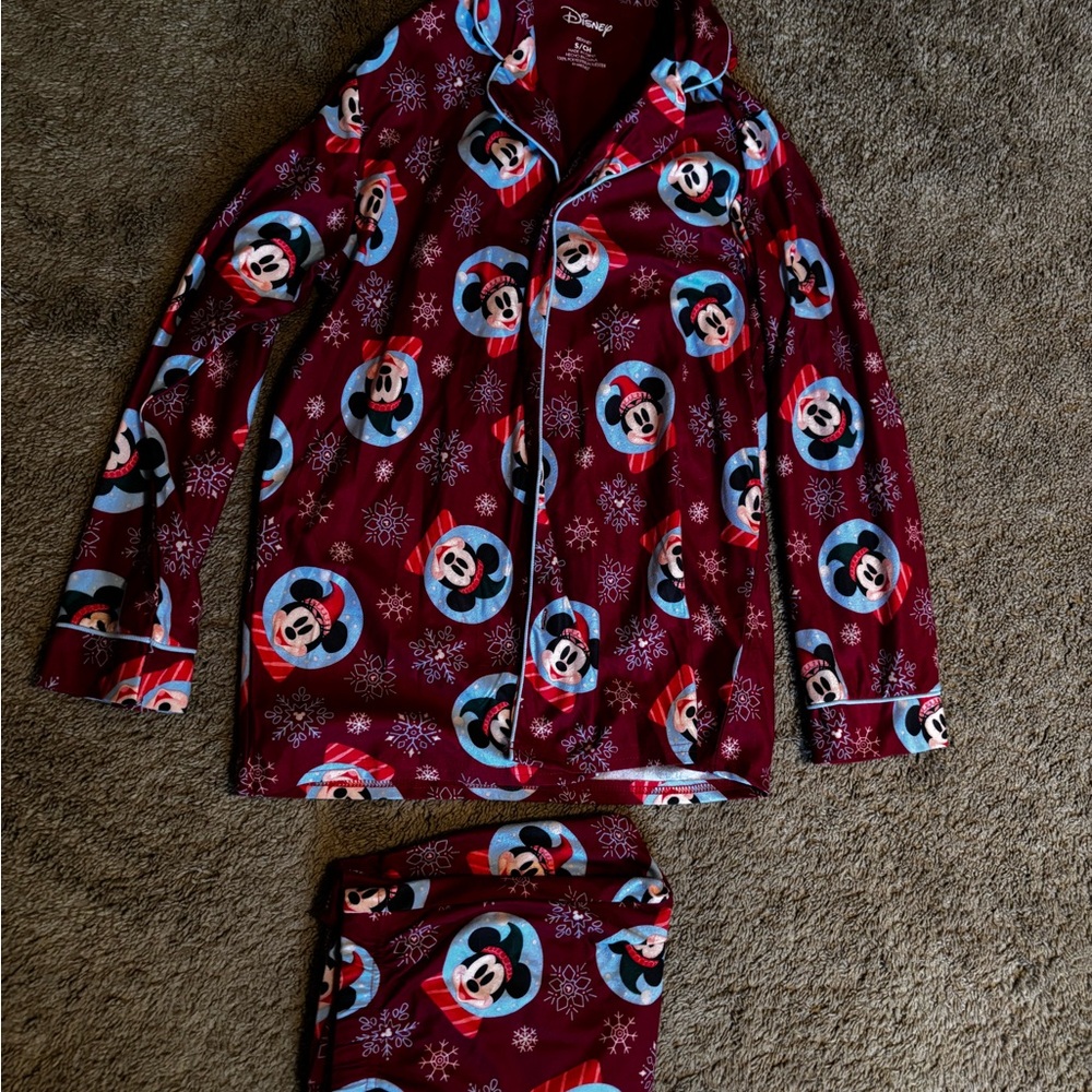 Disney Maroon Mickey Mouse Pajama Set